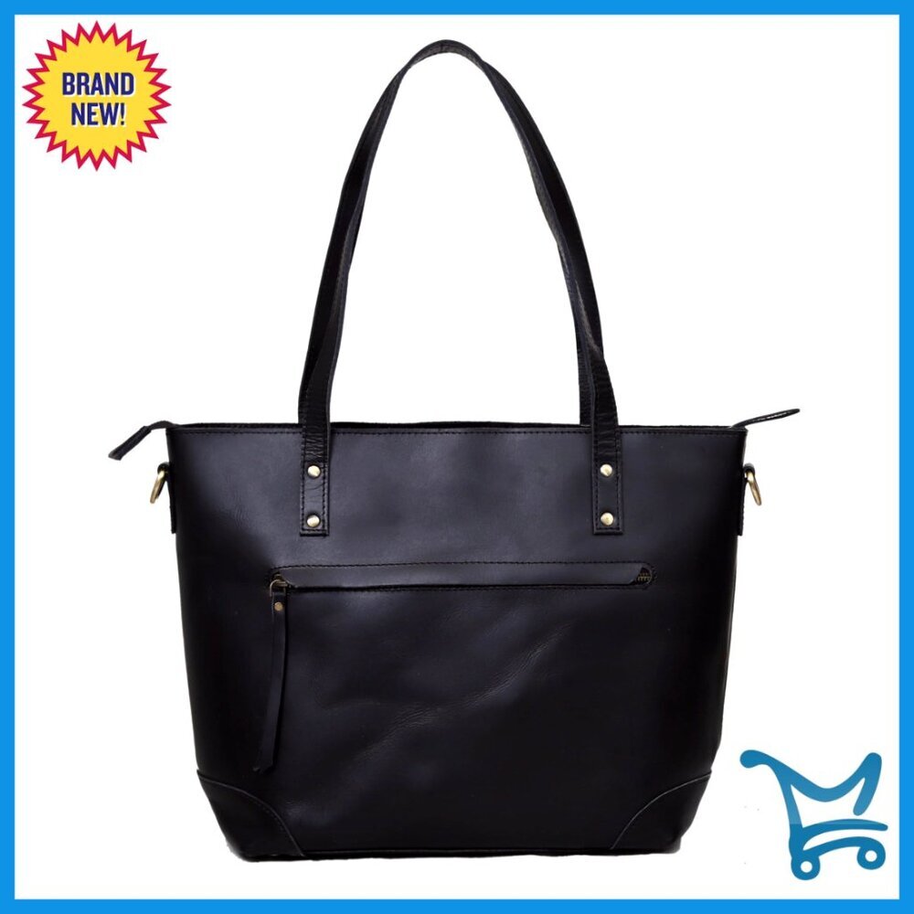 Genuine Leather Tote Bag with Shoulder Strap Large Capacity Purse
